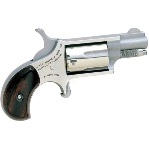 NAA Mini Single Action Revolver .22 LR 1.13" Barrel 5 Rounds Wood Grips Stainless Steel NAA-22LR