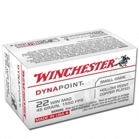 Winchester Dynapoint .22 WMR Ammunition 50 Rounds, CPHP, 45 Grain