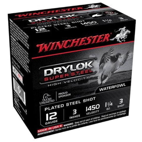 Winchester Drylok 12 Ga 3" #3 Steel 1.25oz 25 Rounds
