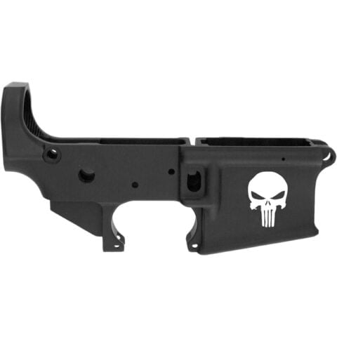 Anderson Manufacturing AR-15 Stripped Lower Receiver .223/5.56 Punisher Skull Mil-Spec Open Trigger Aluminum Black