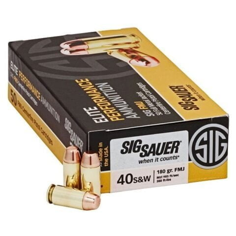 SIG Sauer Elite Performance .40 S&W Ammunition 50 Rounds 180 Grain Full Metal Jacket 985fps