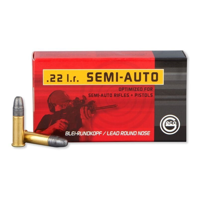 GECO .22 LR Semi-Auto Ammunition, 50 Rounds, RN, 40 Grain