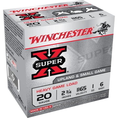 Winchester Super-X Heavy Game 20 Gauge Ammunition 25 Rounds 2.75" #6 Lead Shot 1 Ounce XU20H6