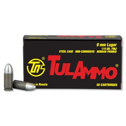 TulAmmo 9mm Luger Ammunition 50 Rounds FMJ 115 Grains TA919150