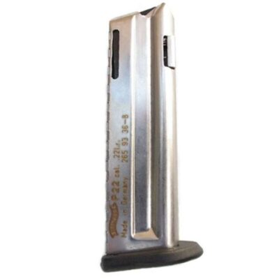 Walther, P22 Magazine, 10 Rounds, .22 Long Rifle, Steel, Nickel Finish
