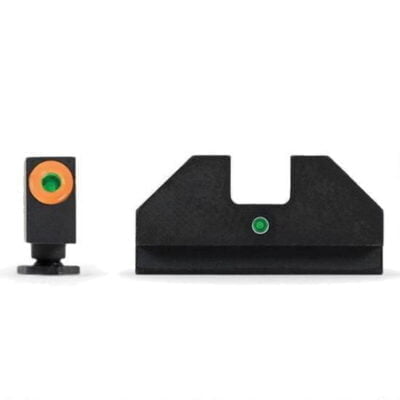 XS Sight Systems F8 Night Sights GLOCK 17/19/22/23/24/26/27/31-36/38 Green Tritium Front with Orange Ring/Green Tritium Rear Metal Housing Matte Black Finish