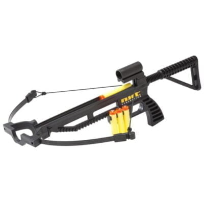 Functional crossbow with sight, kit includes: crossbow, quiver, and 3 foam projectiles.