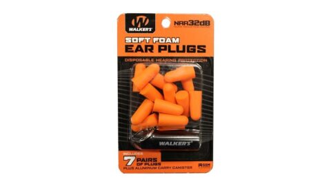 Walkers Foam Ear Plug w/Black Aluminum Carry Canister, 32 dB NRR, 7-Pairs, Neon Orange GWP-PLGCAN-OR