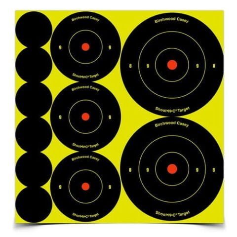 Birchwood Casey Shoot-N-C 1 in., 2 in., 3 in. Bulls-Eye Targets (72 - 1 in., 36 - 2 in. and 24 - 3 in.) 12 Sheets