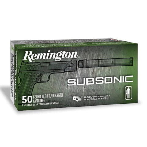 Remington Subsonic .45 ACP Ammunition 50 Rounds 230 Grain Flat Nose Enclosed Base Projectile