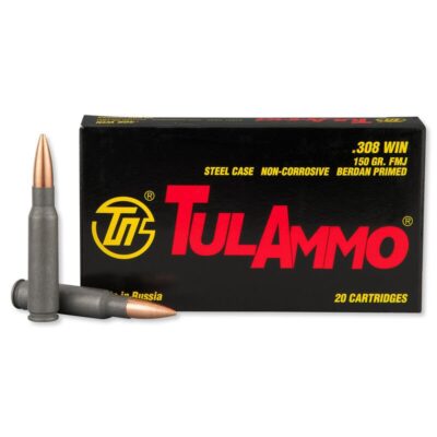 TulAmmo .308 Winchester Ammunition 20 Rounds FMJ 150 Grains Steel Case TA308150