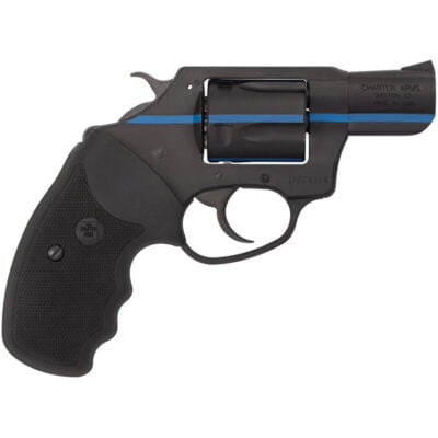 Charter Arms 911 Blue .38 Special Revolver 2" Barrel 5 Rounds Steel Cylinder Aluminum Alloy Frame Rubber Grips Black with Blue Line - Image 1