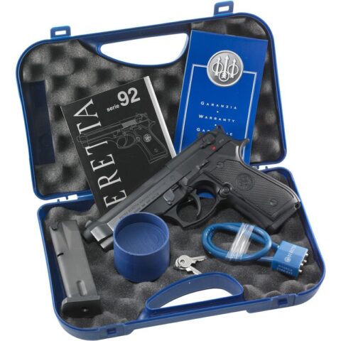 Beretta 92FS Semi Auto Handgun, 9mm, 4.9" Barrel, 15 Rounds, Three Dot Sights, Plastic Grips, Black JS92F300M
