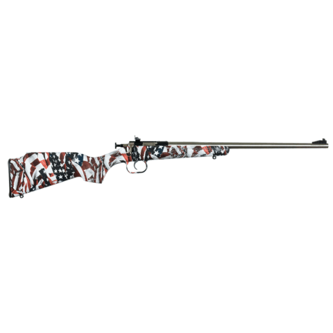 Crickett Single Shot Bolt Action Rifle KSA3168, 22 Long Rifle, 16.125", Custom Amendment Flag Synthetic Stock, Stainless Steel Finish, 1 Rds