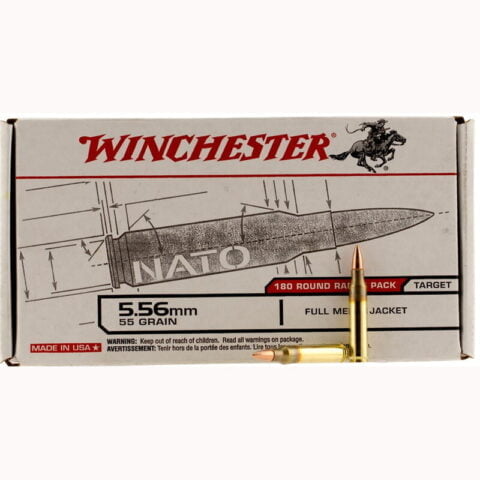 Winchester USA 5.56mm Ammunition 180 Rounds, FMJ, 55 Grains