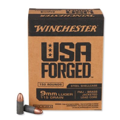 Winchester USA Forged 9mm Luger Ammunition 150 Rounds Steel Case FMJ 115 Grains Projectile 1190 fps - Image 1