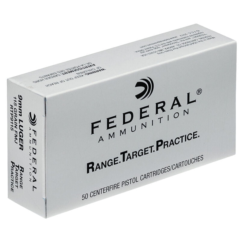 Federal Range Target Practice 9mm Luger Ammunition 50 Rounds 115 Grain ...