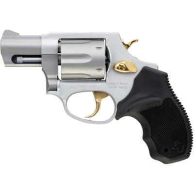 Taurus UL 856 .38 Special +P DA/SA Revolver 2″ Barrel 6 Rounds Black Rubber Grips Stainless Finish with Gold Accents