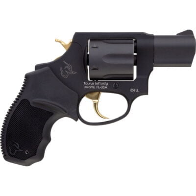 Taurus UL 856 .38 Special +P DA/SA Revolver 2″ Barrel 6 Rounds Rubber Grips Black Finish with Gold Accents