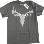 Men’s T-Shirt Assassin Deer Skull Design Charcoal