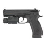 CZ 75 SP-01 Phantom Semi Auto Pistol 9mm Luger 4.6″ Barrel 18 Rounds Three Dot Sights With NEBO Taclight Interchangeable Backstraps Polymer Frame Matte Black Finish
