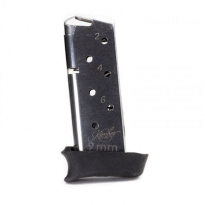 Kimber Micro 9 Magazine 9mm Luger 7 Rounds With Hogue Grip Extended Steel Construction Blued