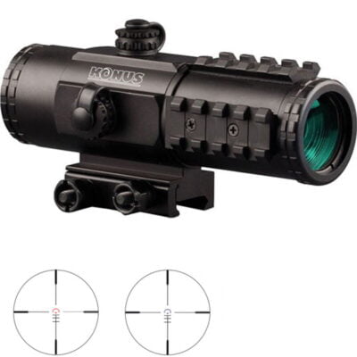 Konus Sight-Pro Pts2 3x30mm 3x30mm Sight-Pro Prismatic Tactical System with Red & Blue Reticle