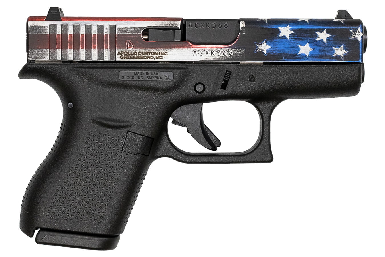 Glock 42 380 Auto Single Stack Pistol With American Flag Slide 7906