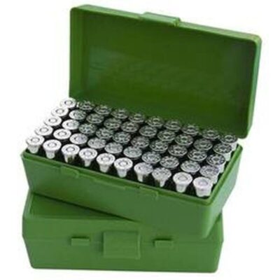 MTM Case-Gard P-50 Original Series Flip Top Handgun Ammo Box .40S&W/.357SIG/10mm/.45 ACP Holds 50 Rounds Green P50-45-10 - Image 1