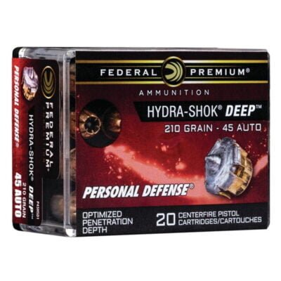 Federal Premium Hydra-Shok Deep .45 Auto Ammunition 20 Rounds 210 Grain Hydra-Shok Deep Hollow Point Projectile 980fps - Image 1