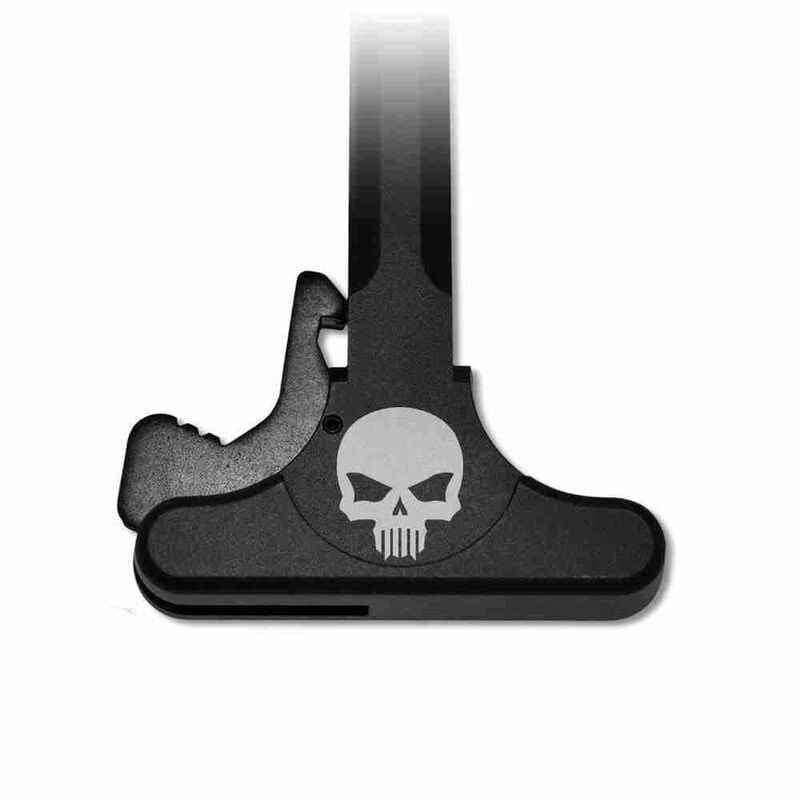 Bastion Gear AR-15/M4/M16 Charging Handle Skull Pattern Custom Laser Engraved T-6 Aluminum Hard Coat Anodized Matte Black Finish