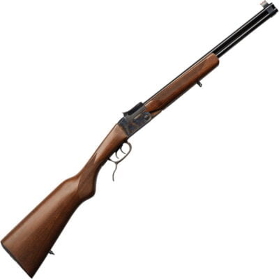 Chiappa Double Badger .243 Win/.410 Bore OU Break Action Rifle/Shotgun Combo 20" Barrels FO Sights Wood Stock Case Hardened/Blued Finish - Image 1