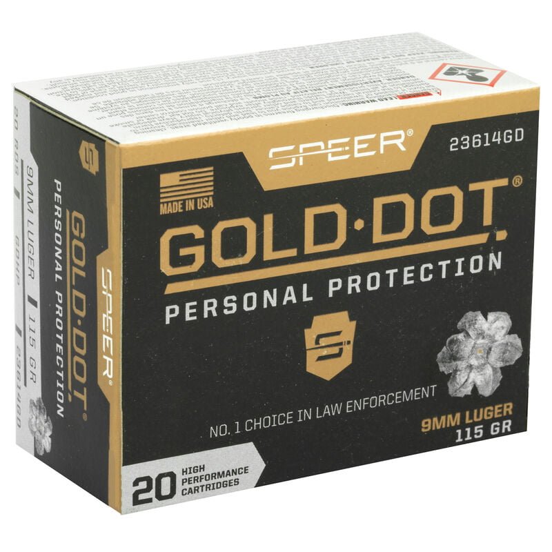 Speer Gold Dot Personal Protection 9mm Luger Ammunition 20 Rounds 115 ...