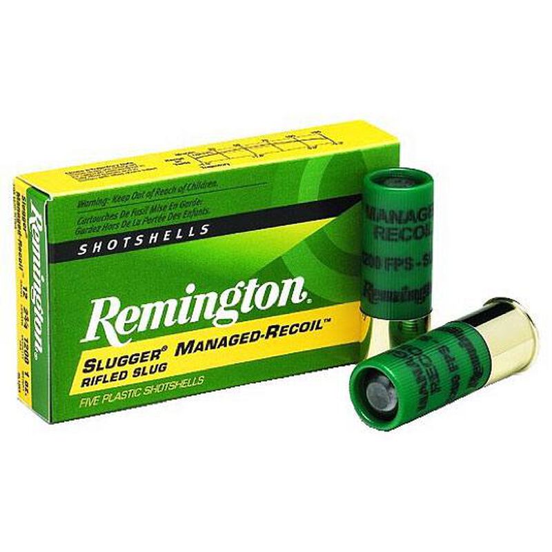 Ammo 12 Gauge Remington Slugger Managed-Recoil Rifled Slug 2-3/4