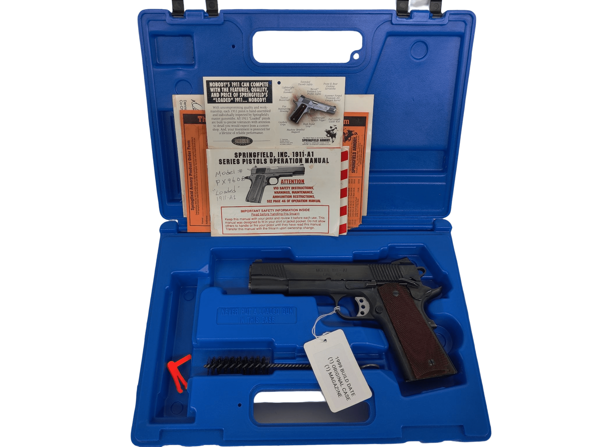 Used Springfield 1911 A1 Loaded 45acp Semi Auto Pistol 8rd Woriginal Case Manuals 1999 Build 7412