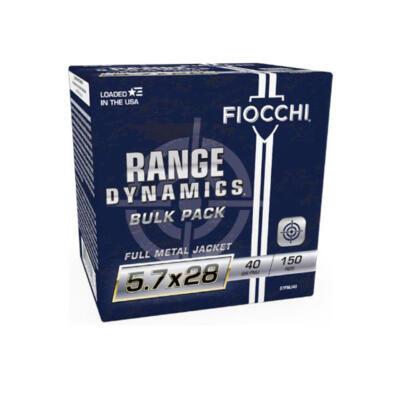 Fiocchi Range Dynamics 5.7x28mm Ammunition FMJ 40 Grain 150 Rounds - Image 1