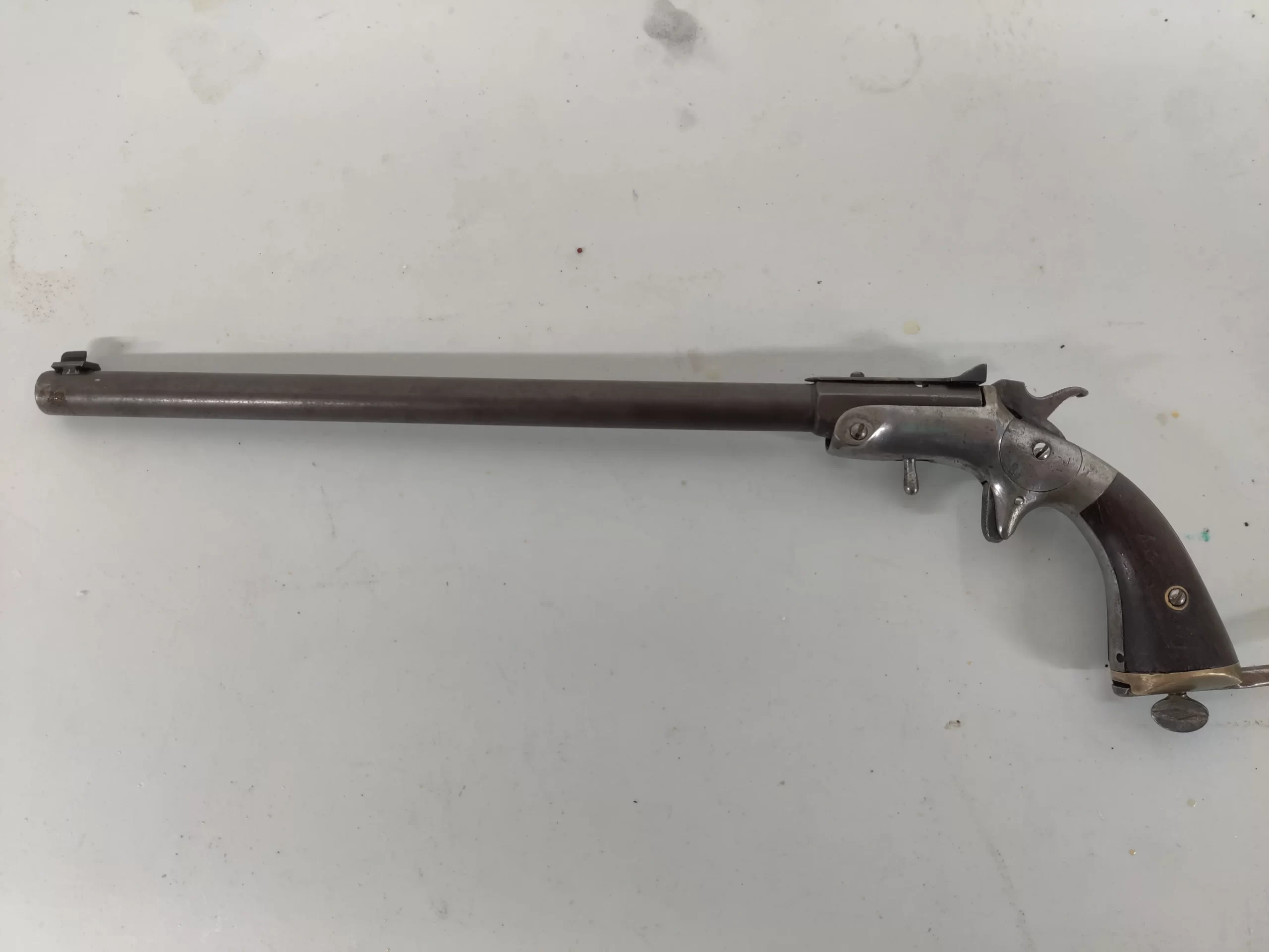Frank Wesson Bicycle Pistol, Pocket Rifle .22 Cal 11in 1849 Civil War Era-img-1