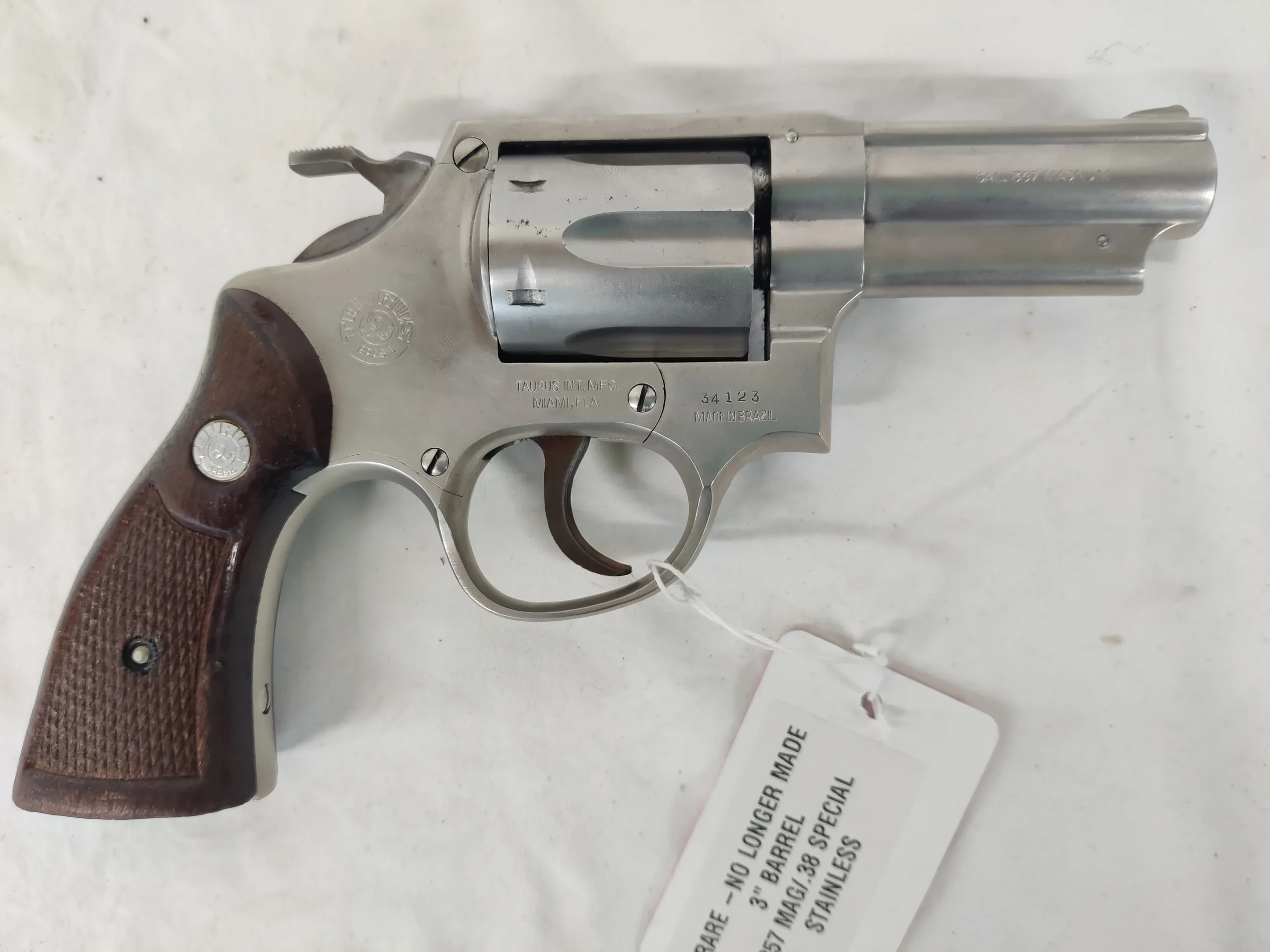 Used Taurus Model 65 .357 Magnum 3in Barrel Stainless w/Wood Grips ...