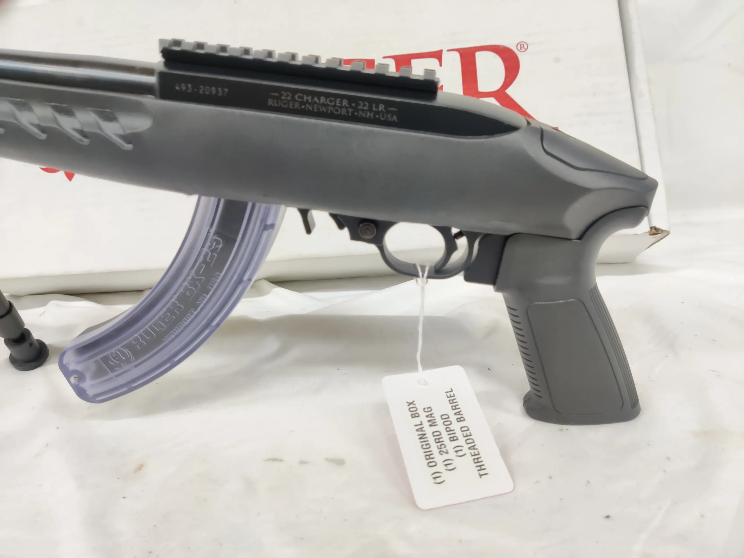 Ruger 22 Charger .22LR Semi-Auto Pistol w/Bipod, Black, 25rd Mag-img-6