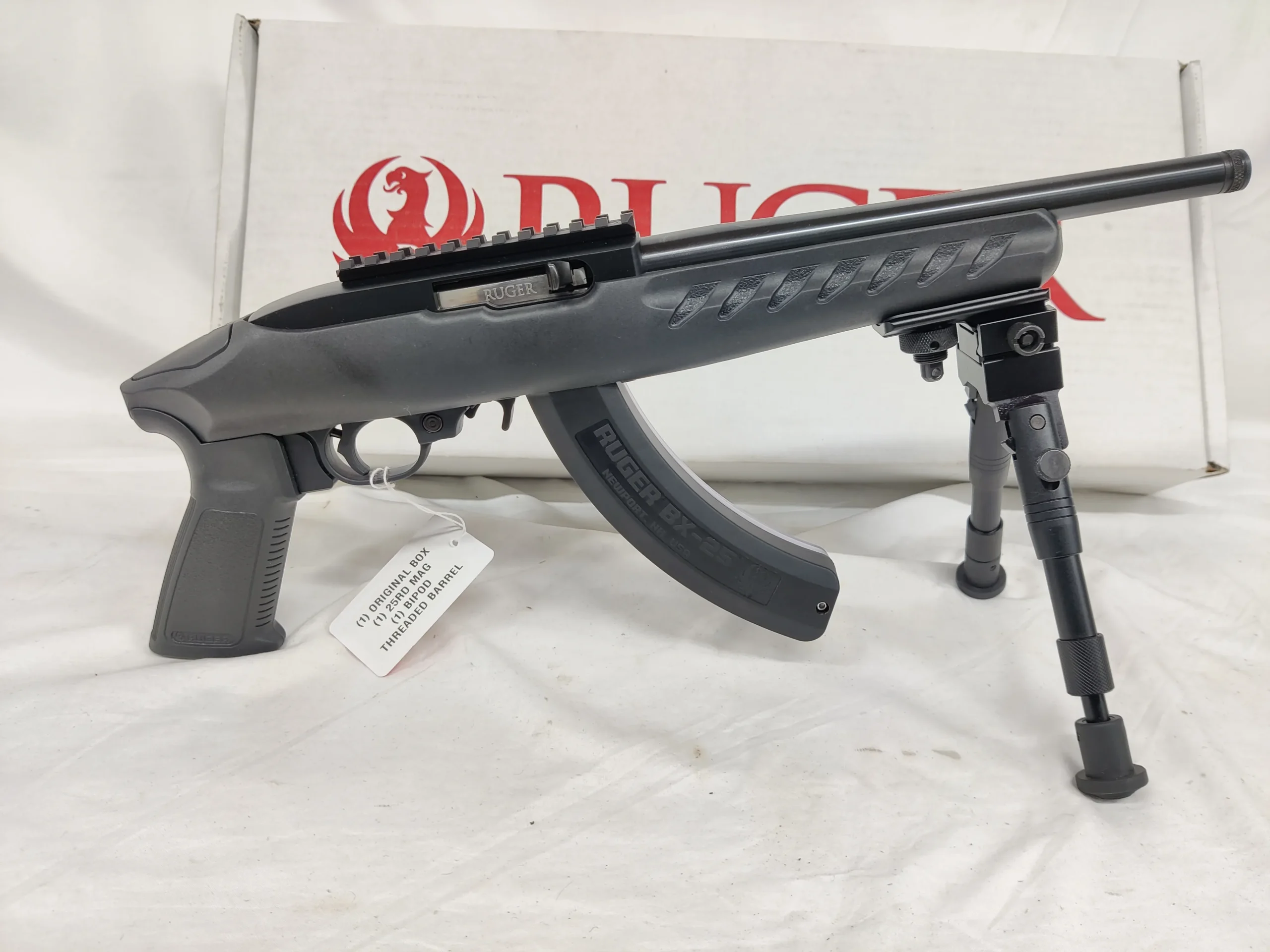 Ruger 22 Charger .22LR Semi-Auto Pistol w/Bipod, Black, 25rd Mag-img-0