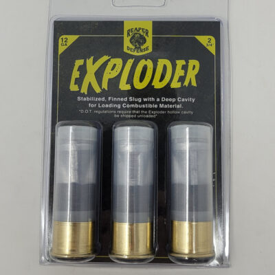 Reaper Defense Exploder 12 Gauge Ammunition RDG1251 2-3/4" Finned Slug With Deep Cavity For Loading Combustible Material 3 Rounds