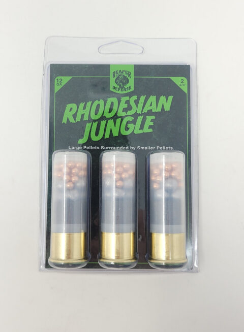 Reaper Defense Rhodesian Jungle 12 Gauge Ammunition RDG1255 2-3/4" With Large Pellets Surrounded By Smaller Pellets 3 Rounds