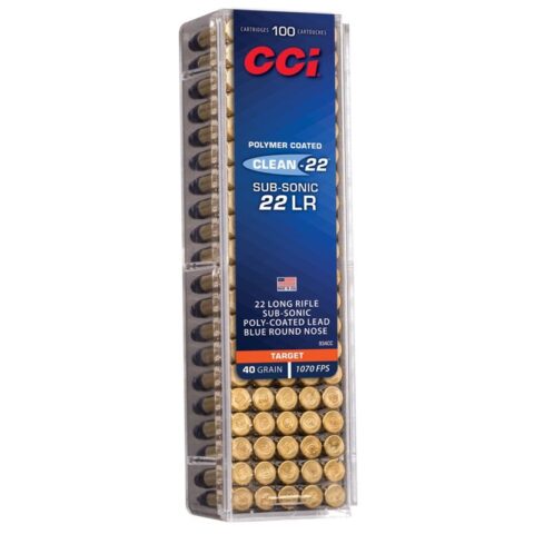 CCI Clean 22 Long Rifle Subsonic Ammo 40 Grain Poly Coated Blue LRN