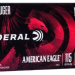 Federal American Eagle 9mm 115gr. Full Metal Jacket Rounds 50rd/Box, for Target Shooting